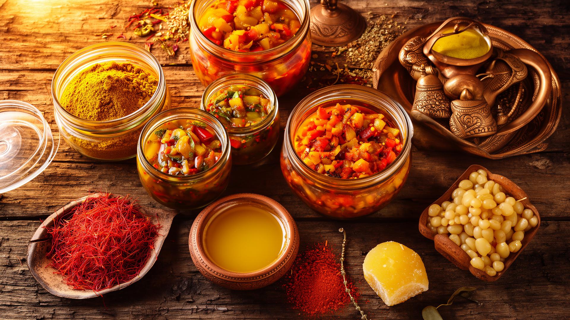 Traditional Rajasthani food items and artisan crafts